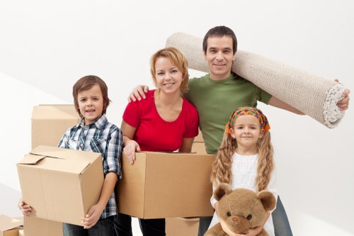 Household boxes and moving supplies arranged for a Queenspark relocation