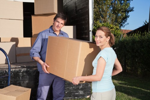 Packed moving boxes ready for flat removals in Queenspark